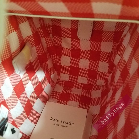 NWT KATE SPADE 100% AUTHENTIC PICNIC IN THE BASKET PARK STRAWBERRY PINK WHITE - Picture 2 of 10